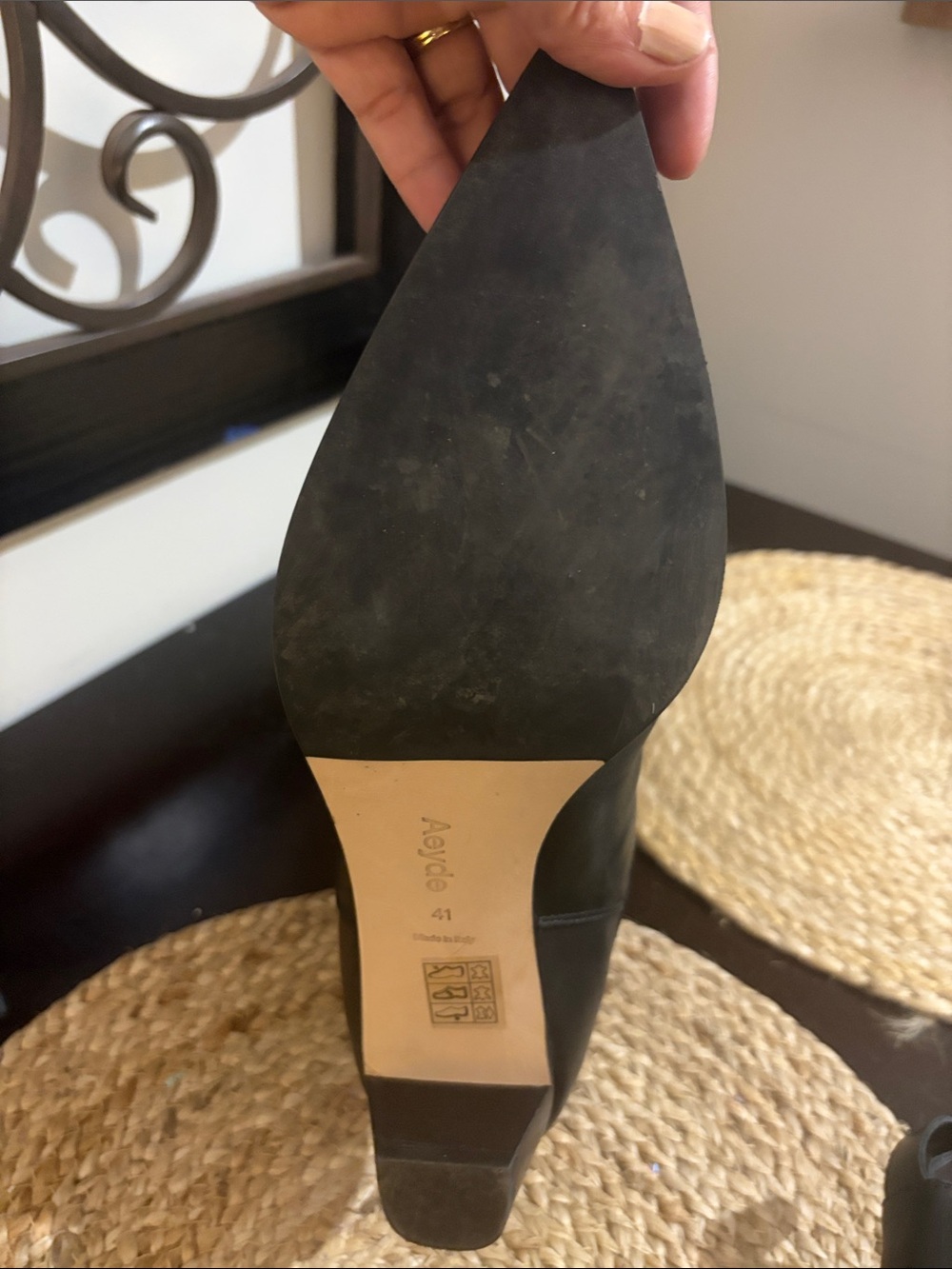 Aeyde Kiki Women's Black Pointed Toe ankle Boots - Leather Sz 41 9.5 10 like new - Picture 3 of 7